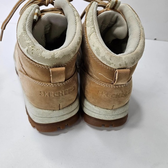 Y2K Skechers‎ Lug Sole Work Boots Women's 9 Tan Natural Chunky 90s Shoes - Picture 3 of 12